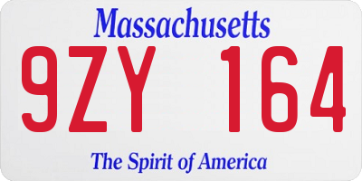 MA license plate 9ZY164