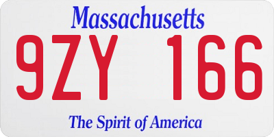 MA license plate 9ZY166