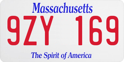 MA license plate 9ZY169