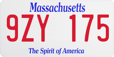 MA license plate 9ZY175