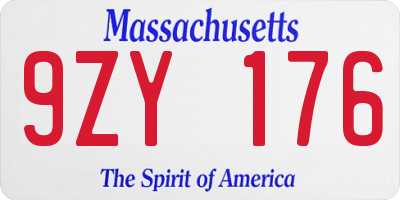 MA license plate 9ZY176