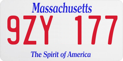 MA license plate 9ZY177