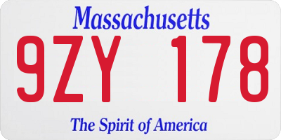 MA license plate 9ZY178