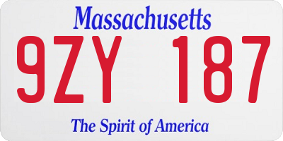 MA license plate 9ZY187