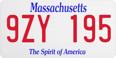 MA license plate 9ZY195