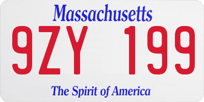 MA license plate 9ZY199