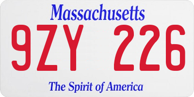 MA license plate 9ZY226