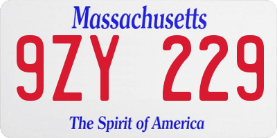 MA license plate 9ZY229