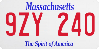 MA license plate 9ZY240