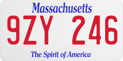 MA license plate 9ZY246