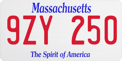 MA license plate 9ZY250