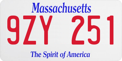 MA license plate 9ZY251