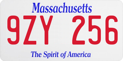 MA license plate 9ZY256