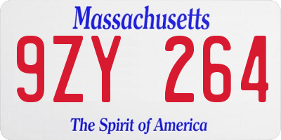 MA license plate 9ZY264