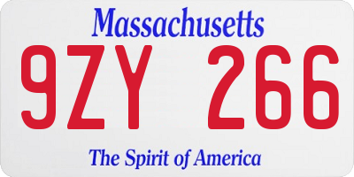 MA license plate 9ZY266