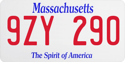 MA license plate 9ZY290