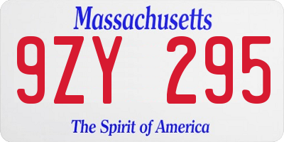 MA license plate 9ZY295