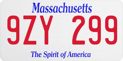 MA license plate 9ZY299