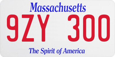 MA license plate 9ZY300