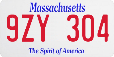 MA license plate 9ZY304