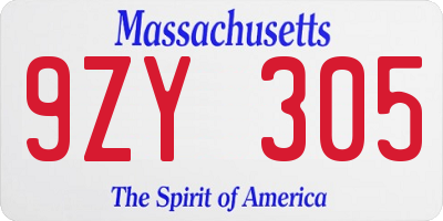 MA license plate 9ZY305