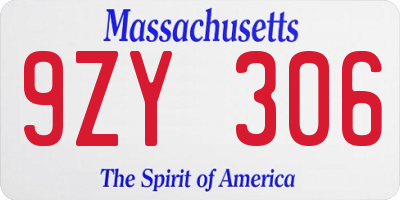 MA license plate 9ZY306