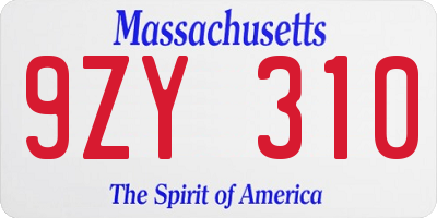 MA license plate 9ZY310