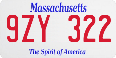 MA license plate 9ZY322