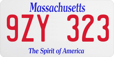 MA license plate 9ZY323