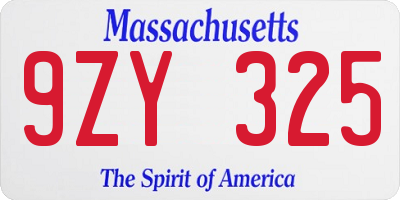 MA license plate 9ZY325