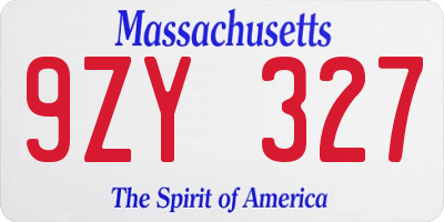 MA license plate 9ZY327