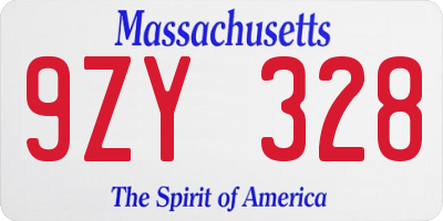 MA license plate 9ZY328