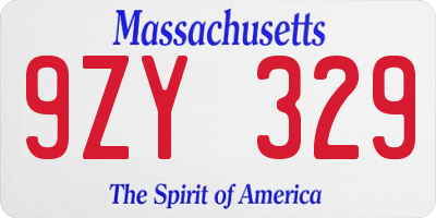 MA license plate 9ZY329