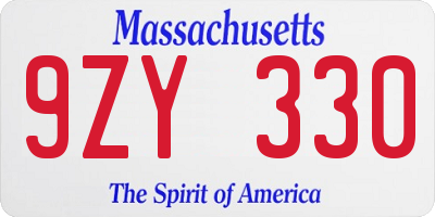 MA license plate 9ZY330