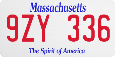 MA license plate 9ZY336