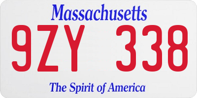 MA license plate 9ZY338