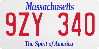 MA license plate 9ZY340