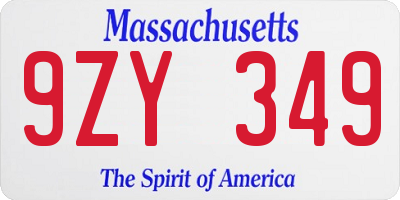 MA license plate 9ZY349