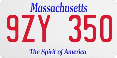 MA license plate 9ZY350