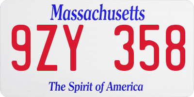 MA license plate 9ZY358