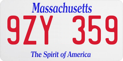 MA license plate 9ZY359