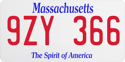 MA license plate 9ZY366