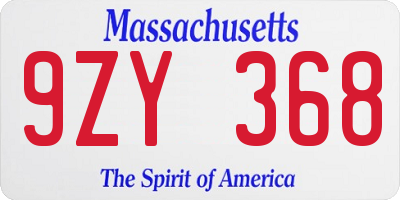 MA license plate 9ZY368