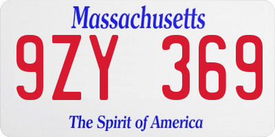 MA license plate 9ZY369