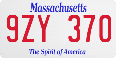 MA license plate 9ZY370