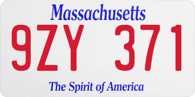 MA license plate 9ZY371