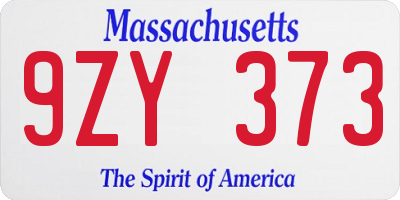 MA license plate 9ZY373