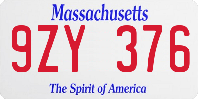 MA license plate 9ZY376