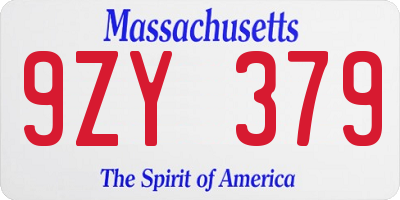 MA license plate 9ZY379