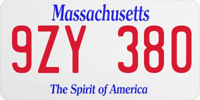 MA license plate 9ZY380